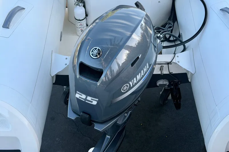 Slide: The Image of 2018 Brig Falcon 360 with Yamaha 25 outboard motor, white inflatable boat. - 19