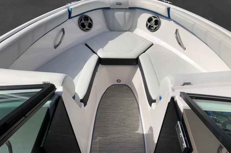 Slide: The Image of 2015 Regal 2000 ESX Bowrider interior with white seating and stainless steel accents. - 15