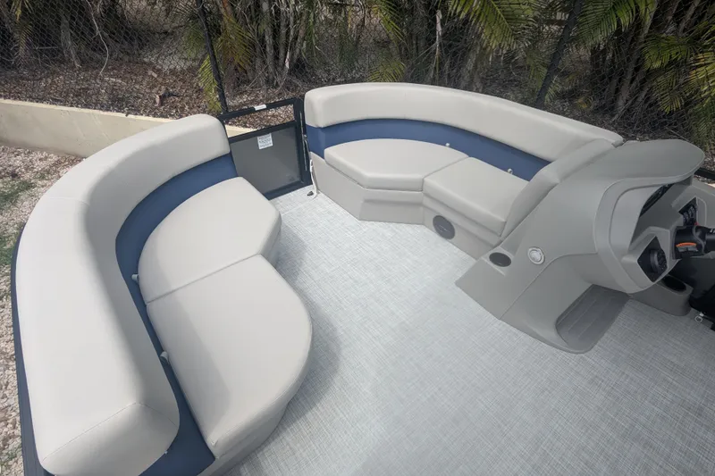 Slide: The Image of Luxurious seating area on 2026 Dockside 22DQ2.75 boat, featuring modern design and comfort. - 8