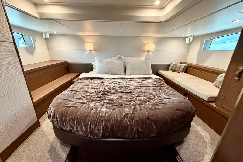 Slide: The Image of Luxurious cabin interior of 2017 Beneteau Gran Turismo 46 yacht with cozy bed and seating. - 22