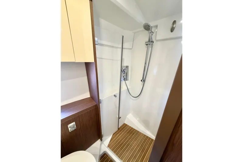 Slide: The Image of Shower area in 2017 Beneteau Gran Turismo 46 yacht with modern fixtures. - 24