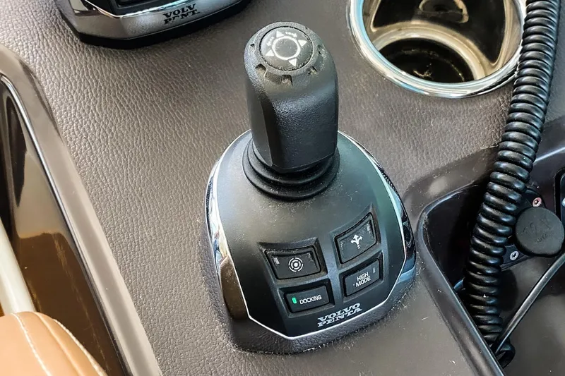 Slide: The Image of Joystick control on 2017 Beneteau Gran Turismo 46 yacht dashboard, featuring Volvo Penta system. - 31