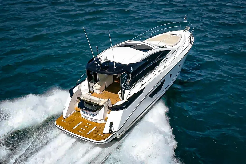 Slide: The Image of 2017 Beneteau Gran Turismo 46 yacht cruising on open water. - 36