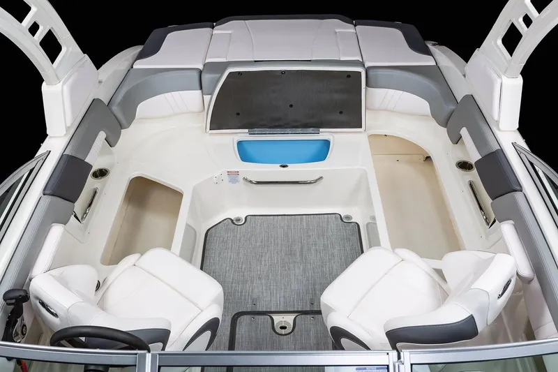 Slide: The Image of Manufacturer Provided Image: 2019 Chaparral 23 H2O Sport boat interior with seating and storage compartments. - 5