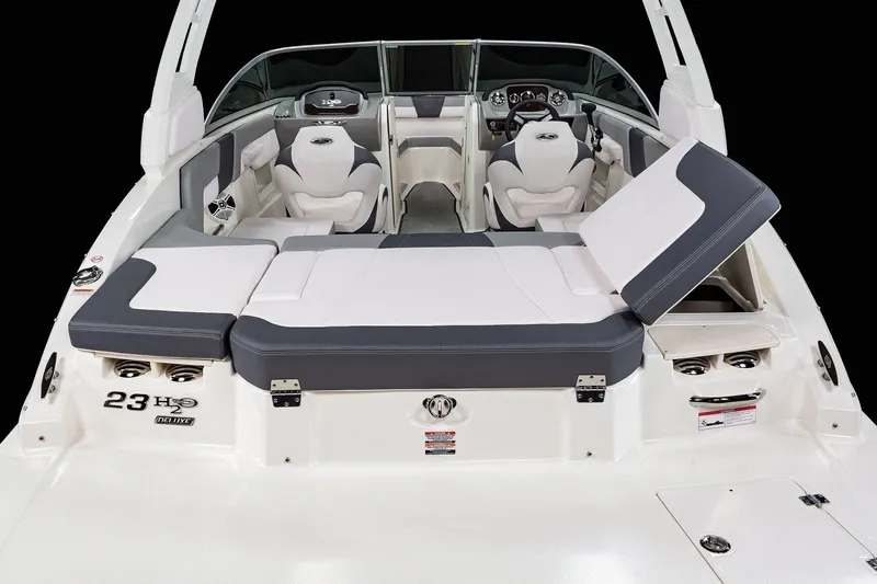 Slide: The Image of Manufacturer Provided Image: 2019 Chaparral 23 H2O Sport boat interior with adjustable seating and modern dashboard. - 7