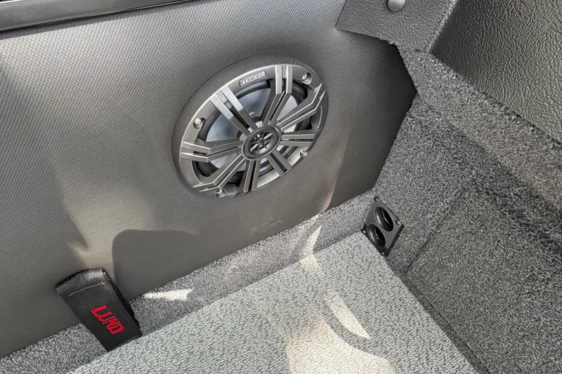 Slide: The Image of Speaker system in 2026 Lund 2075 Pro-V Sport boat interior, featuring Kicker audio. - 23