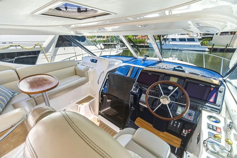 Slide: The Image of Luxurious 2008 Tiara Yachts 3900 Sovran interior with helm and seating area. - 27