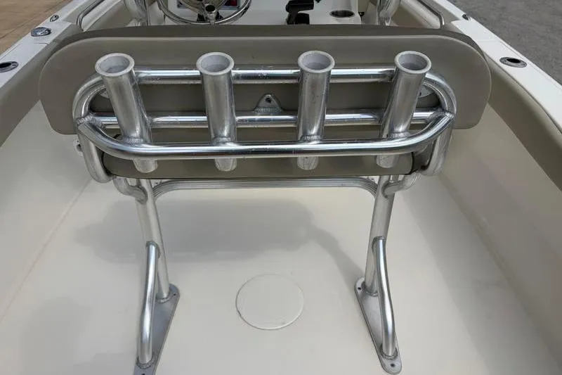 Slide: The Image of 2023 Key West 203 FS boat with stainless steel rod holders and seating. - 34