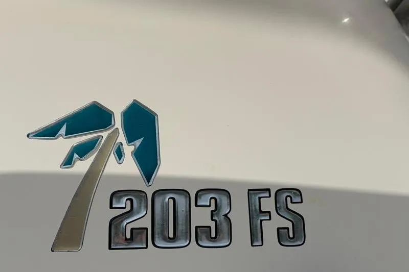 Slide: The Image of Key West 203 FS 2023 model logo on boat exterior. - 39
