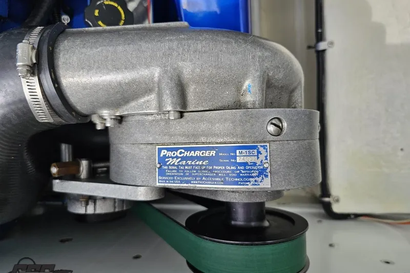Slide: The Image of ProCharger Marine engine component in a 1999 Baja 272 boat, featuring model M-1SC. - 94