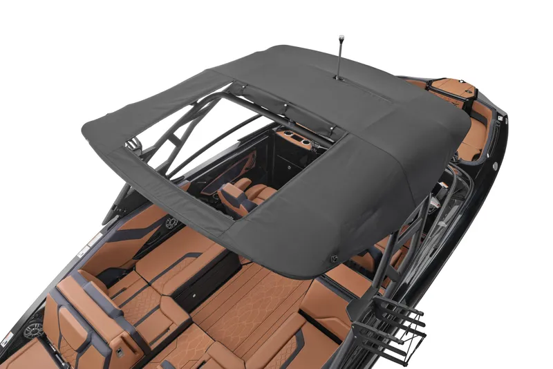 Slide: The Image of 2026 Yamaha Boats 255XD with sleek design, spacious seating, and modern canopy. - 6