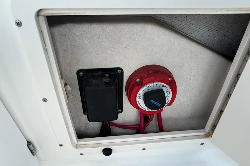 Slide: The Image of Battery switch panel on a 1998 Boston Whaler Outrage 23 boat. - 21