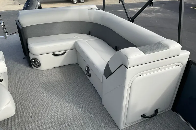 Slide: The Image of Luxurious seating on 2026 Crest Conquest SE 220 Cruise pontoon boat, featuring modern design. - 13