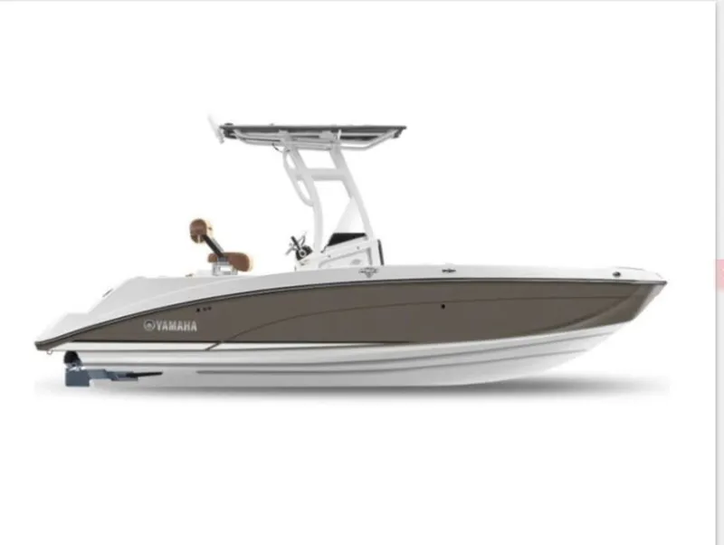 Slide: The Image of 2022 Yamaha Boats 210 FSH Sport, sleek design, side view. - 6