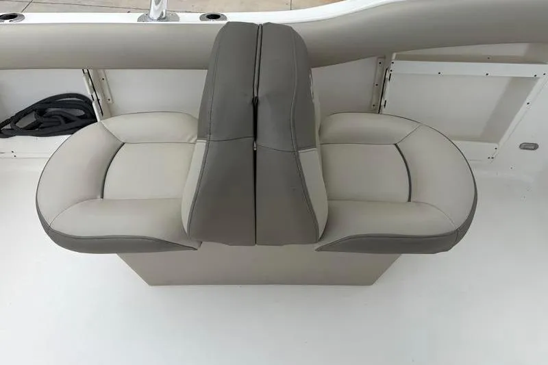 Slide: The Image of 2024 Key West 239 DFS boat seating, featuring dual-tone cushioned seats for comfort and style. - 30