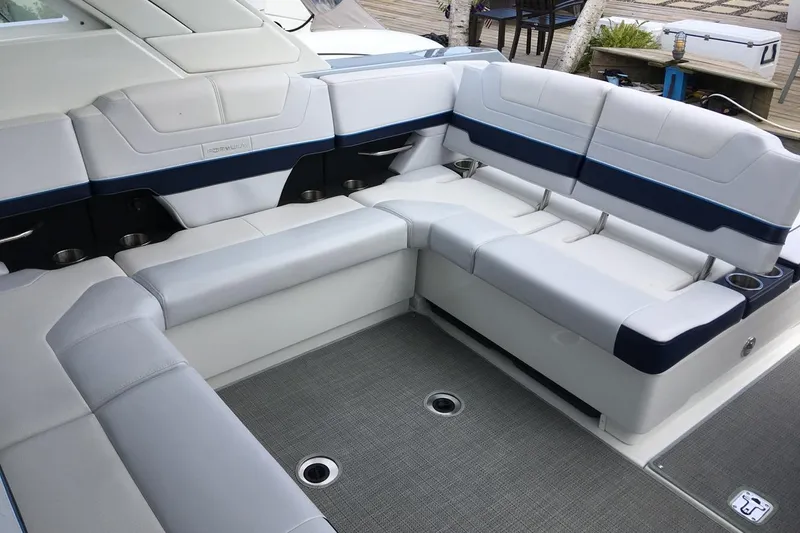 Slide: The Image of Manufacturer Provided Image: 2023 Formula 380 Super Sport Crossover OB interior seating area. - 17