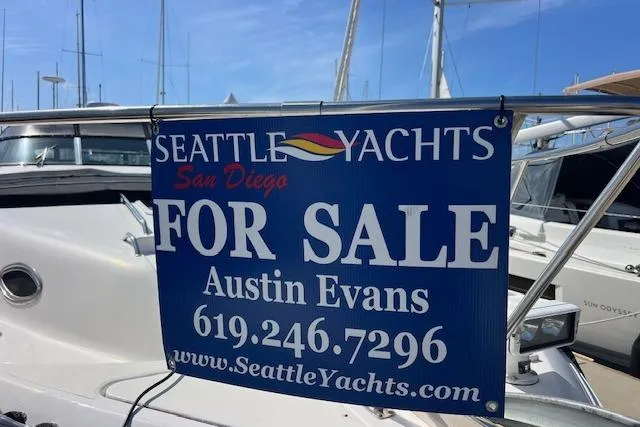Slide: The Image of For sale sign on 1997 Hunter 430 yacht at Seattle Yachts, San Diego. - 55