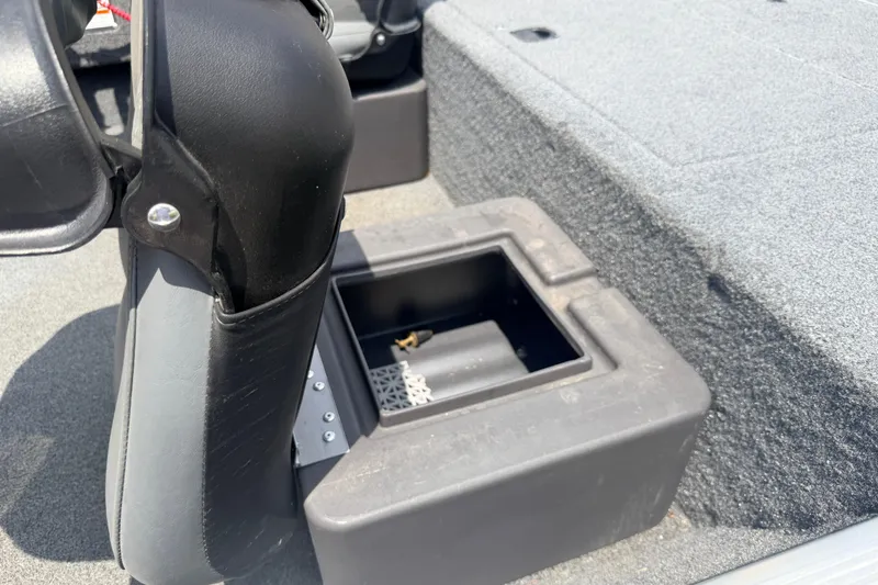 Slide: The Image of 2019 Bass Tracker III Classic boat interior with storage compartment open. - 14