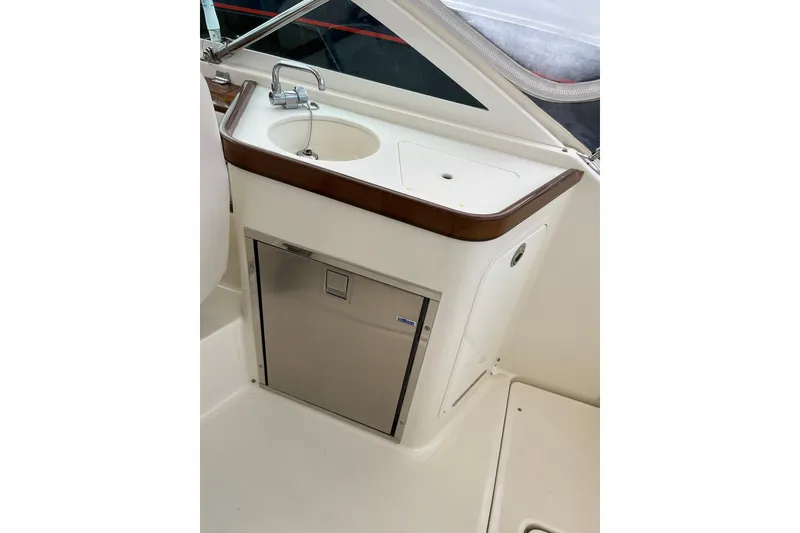 Slide: The Image of 2018 Hunt Yachts Harrier 25 interior sink and storage area. - 14