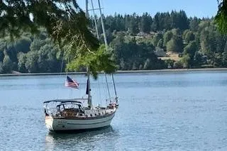 Slide: The Image of Sailing on a 1981 Ta-Shing Panda 40 yacht under clear blue skies. - 5