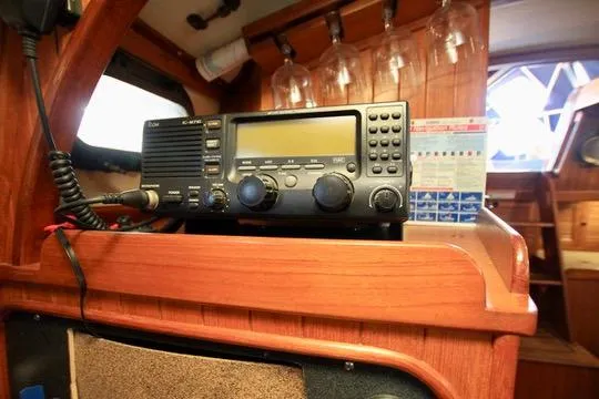 Slide: The Image of Radio equipment inside a 1981 Ta-Shing Panda 40 sailboat cabin. - 61