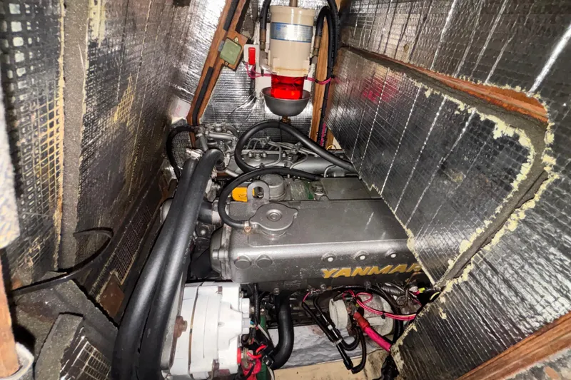 Slide: The Image of Engine compartment of a 2002 Island Packet 380 sailboat with Yanmar engine. - 37
