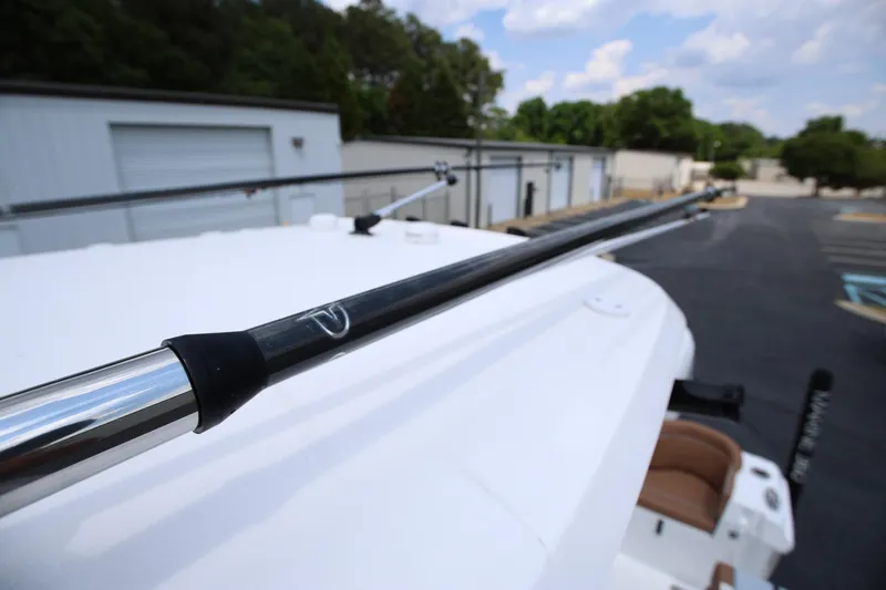 Slide: The Image of Close-up of 2024 Sea Hunt Ultra 275 SE boat's sleek railing design. - 24