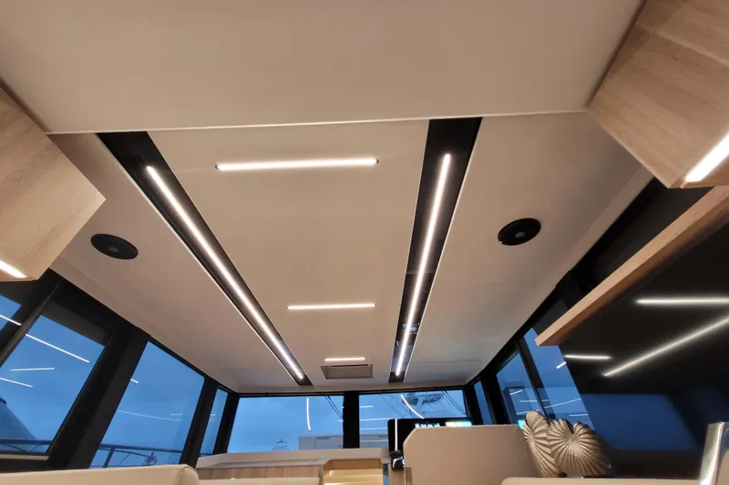 Slide: The Image of Modern interior of 2026 Cobra Yachts Seamaster 45 with sleek lighting design. - 28
