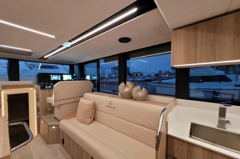Slide: The Image of Luxurious interior of 2026 Cobra Yachts Seamaster 45, featuring modern design and elegant furnishings. - 32