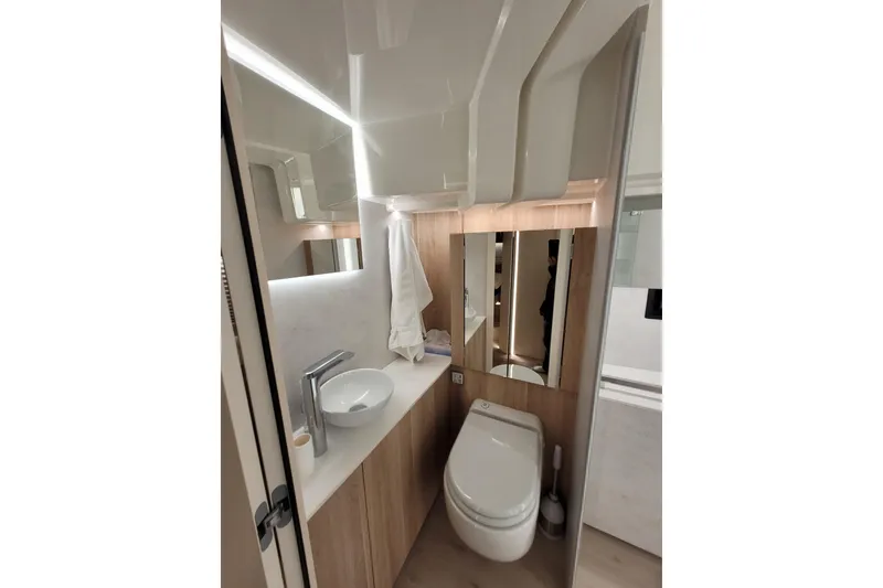 Slide: The Image of Modern bathroom interior of 2026 Cobra Yachts Seamaster 45, featuring sleek fixtures and elegant design. - 49