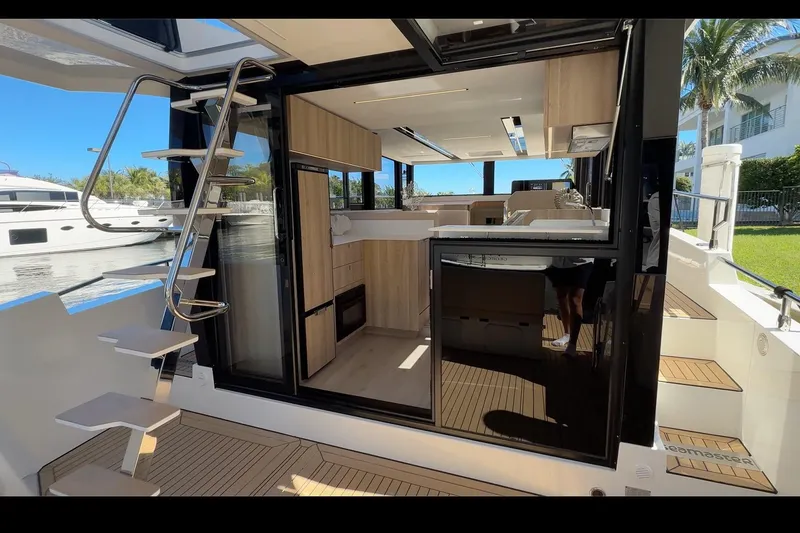 Slide: The Image of Modern Cobra Yachts Seamaster 45 interior with sleek design and wooden accents, 2026 model. - 5