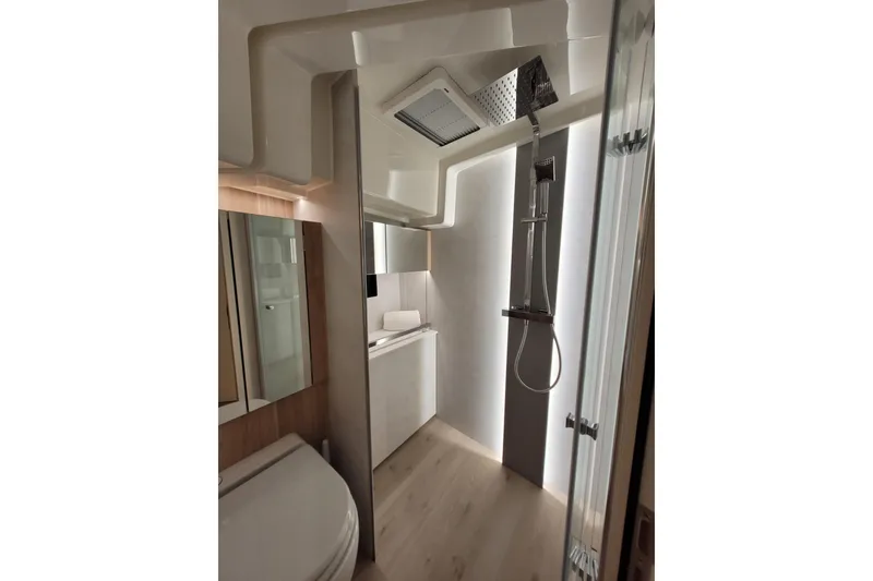 Slide: The Image of Modern bathroom interior of 2026 Cobra Yachts Seamaster 45, featuring sleek shower and fixtures. - 50