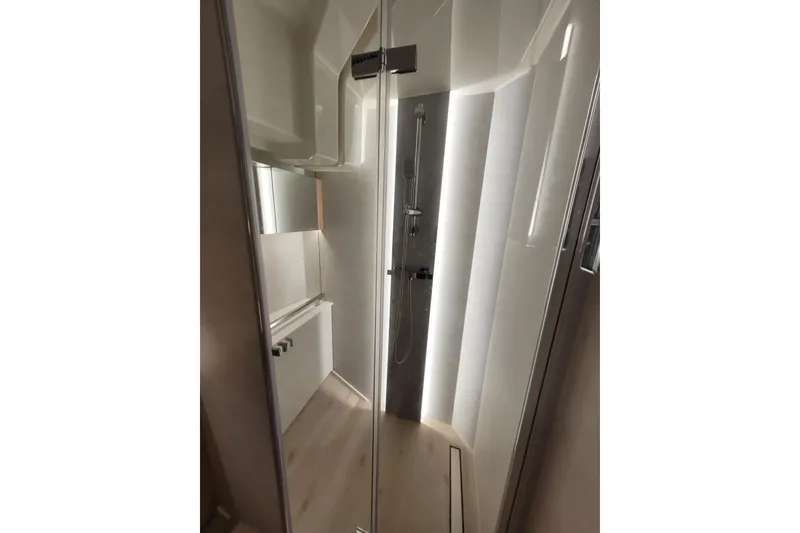 Slide: The Image of Modern bathroom interior of 2026 Cobra Yachts Seamaster 45, featuring sleek shower design. - 63