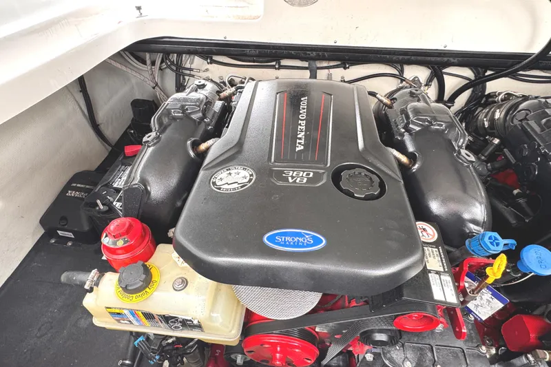 Slide: The Image of Engine compartment of a 2018 Cobalt R35 with Volvo Penta 380 V8 engine. - 49