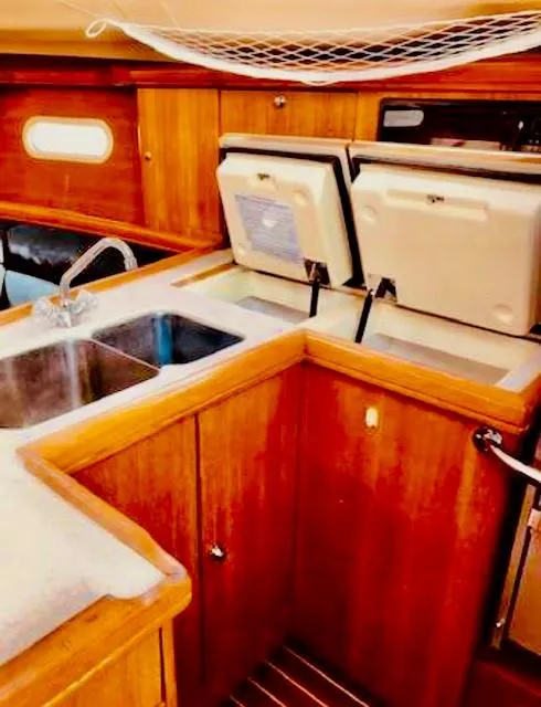 Slide: The Image of Interior of Hunter 356 yacht kitchen, year 2002. - 9