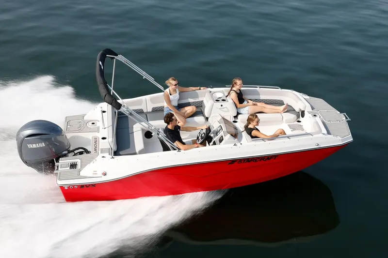 Slide: The Image of Manufacturer Provided Image: 2026 Starcraft SVX 191 OB boat cruising on water with passengers enjoying the ride. - 3