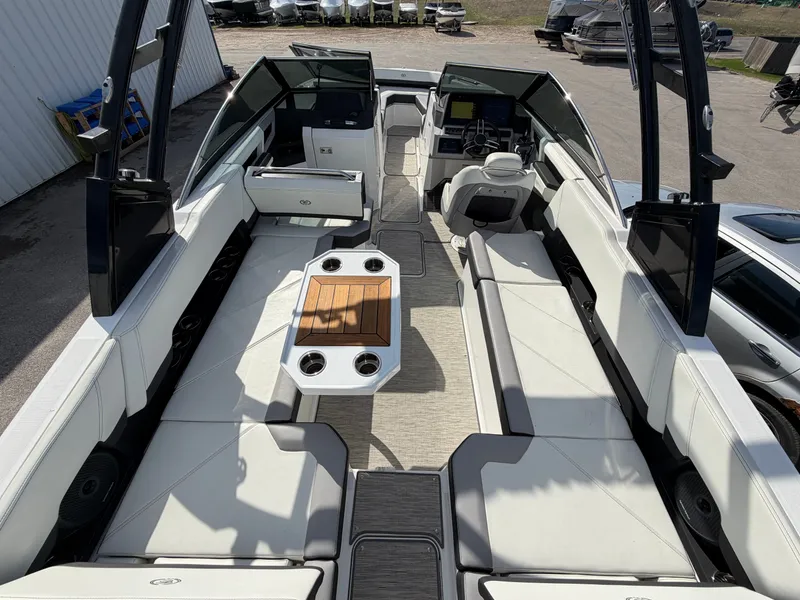 Slide: The Image of Interior view of 2023 Cobalt R8 Outboard with luxurious seating. - 16