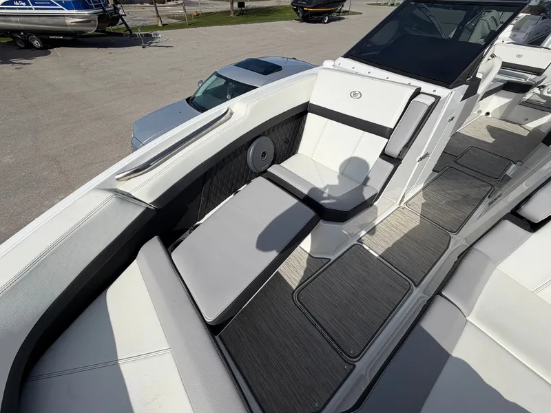 Slide: The Image of 2023 Cobalt R8 Outboard boat with luxurious seating area. - 7
