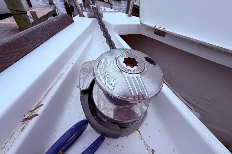 Slide: The Image of Anchor windlass on 2009 Beneteau Oceanis 40 sailboat deck. - 14