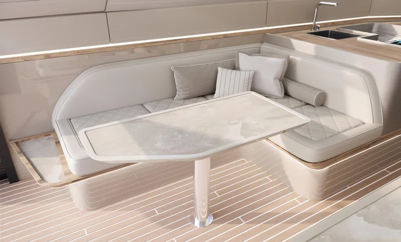 Slide: The Image of Luxurious Sunreef Ultima 2026 yacht interior with elegant seating and modern design. - 18