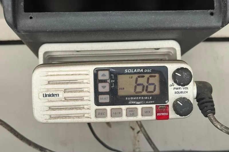 Slide: The Image of Uniden Solara DSC marine radio on a 2003 Robalo R230 Center Console boat. - 19