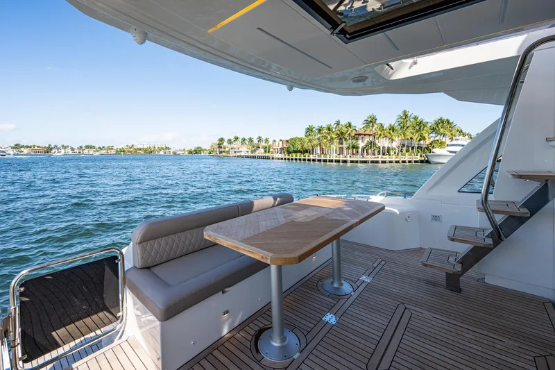 Slide: The Image of Greenline 45 Fly 2022 yacht with deck view and ocean scenery. - 24