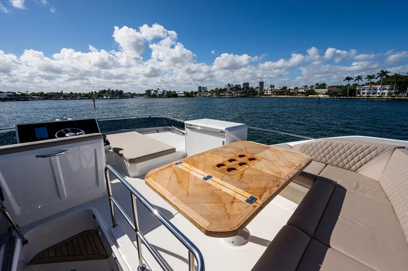 Slide: The Image of Greenline 45 Fly 2022 on water with luxurious deck. - 35