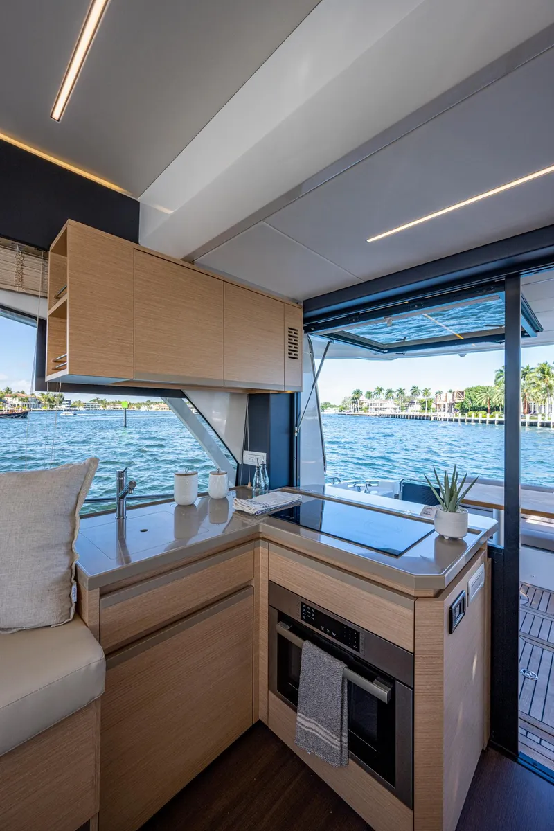 Slide: The Image of Interior of 2022 Greenline 45 Fly yacht featuring modern kitchen. - 48