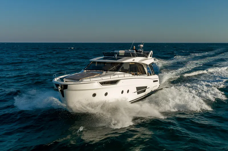 Slide: The Image of Greenline 45 Fly 2022 yacht cruising on open sea. - 6