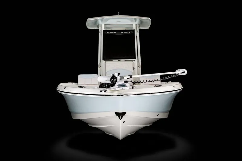 Slide: The Image of Manufacturer Provided Image: 2022 Robalo 246 Cayman boat front view on black background. - 14