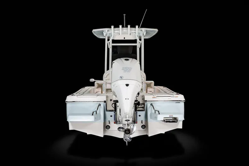 Slide: The Image of Manufacturer Provided Image: 2022 Robalo 246 Cayman boat, rear view, black background. - 15