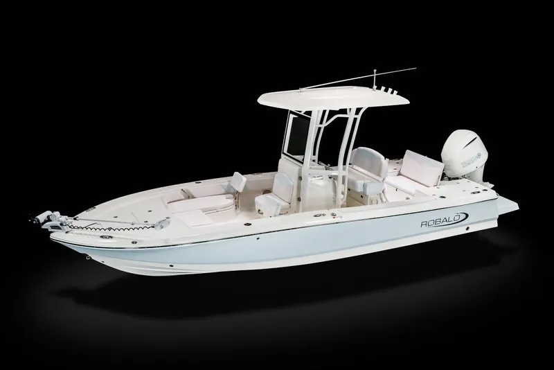 Slide: The Image of Manufacturer Provided Image: 2022 Robalo 246 Cayman boat with T-top and outboard motor. - 16