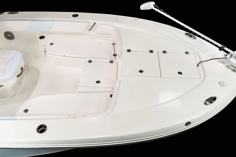 Slide: The Image of Manufacturer Provided Image: 2022 Robalo 246 Cayman boat deck with storage compartments and seating. - 2
