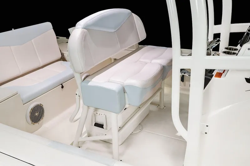 Slide: The Image of Manufacturer Provided Image: 2022 Robalo 246 Cayman boat interior seating and console area. - 8